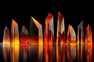 Orange Crystal Cityscape Abstract Background