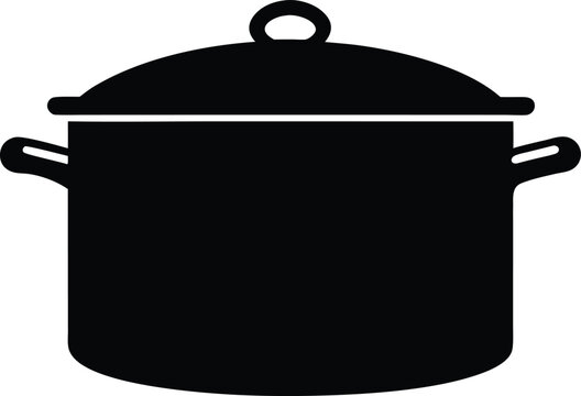 Cooking pot icon with shadow vector, Cooking pot silhouette icon vector illustration design