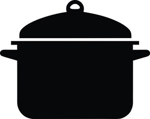 Cooking pot icon with shadow vector, Cooking pot silhouette icon vector illustration design