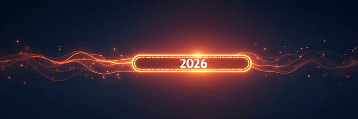 An engaging loading bar in motion, creatively illustrating progress from 2021 to 2026, designed with adequate copy space for branding and promotional messages.