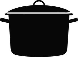 Cooking pot icon with shadow vector, Cooking pot silhouette icon vector illustration design