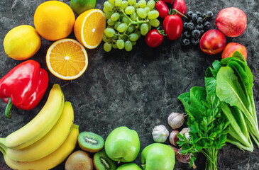 Products containing vitamin C. Selective focus.