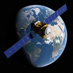 Fototapeta premium Telecommunication Satellite Orbiting Earth