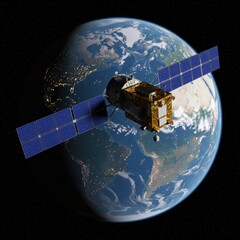 Fototapeta premium Telecommunication Satellite Orbiting Earth