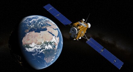 Telecommunication Satellite Orbiting Earth