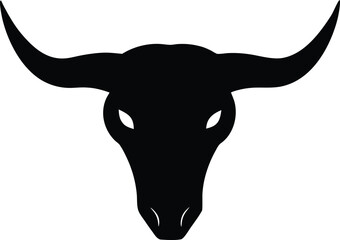 Bull and cow head silhouette vector, Cow skull silhouette illustration on white background