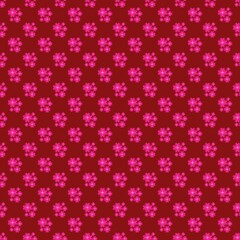 Seamless pattern of snowflakes on a red background.