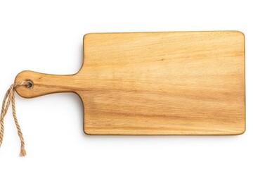 Fototapeta premium Wooden cutting board isolated on white background, rustic kitchen accessory for chopping, slicing, and food preparation