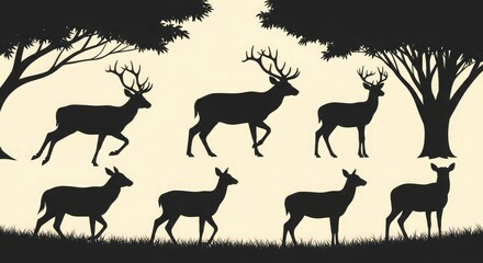 Deer silhouette forest wildlife nature animal reindeer stag buck mammal woodland park trees outdoors
