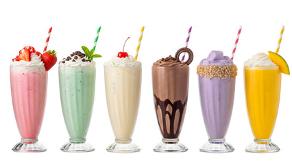 Healthy smoothies on white isolated on clear png background, icecream milkshake on white isolated on clear png background and transparent background. food drink and dessert concept for cafe