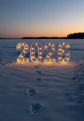 Illuminated 2026 in Winter Landscape