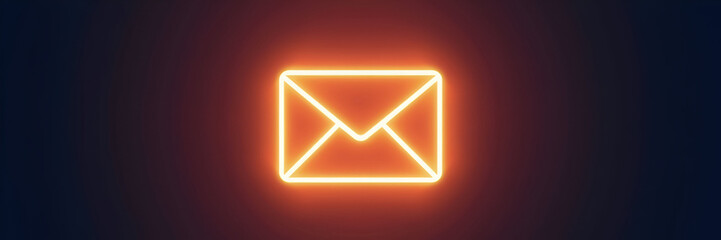 Fototapeta premium A glowing envelope icon depicting an alert for newly received emails, surrounded by a soft aura and empty space, emphasizing modern email communication techniques.