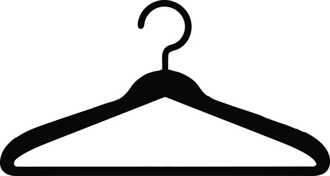 Hanger silhouette vector icon, simple and clean apparel symbol, Black silhouette of a classic coat hanger, vector illustration.