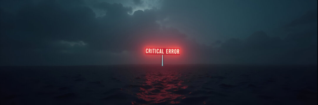 A digital landscape showcasing a glowing Critical Error alert against a subdued background, emphasizing a sense of urgency and importance for error handling. The composition provides ample copy space.