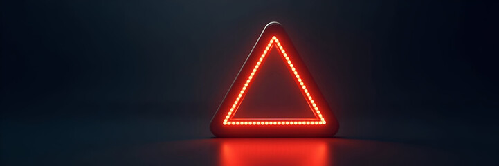 A glowing warning triangle signifies potential risks within a workflow, arranged thoughtfully to maximize negative space, promoting clarity and urgency to visual communication.