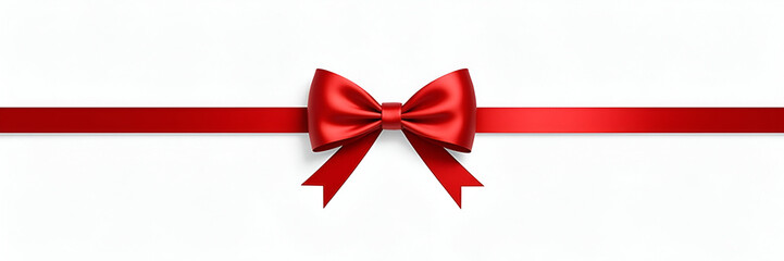A striking image of a red bow ribbon alongside a red ribbon, isolated against a transparent background, ideal for embedding in festive graphics for Christmas or birthday celebrations.