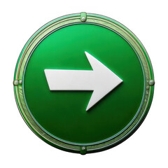 A green sign with a white arrow pointing to the right isolated on transparent background