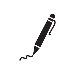 Black pen writing on isolated on white background, office supply icon