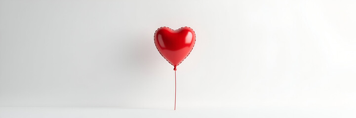 A single red heart-shaped balloon stands alone on a transparent background, perfectly positioned for a joyous Christmas or birthday celebration, allowing ample copy space.