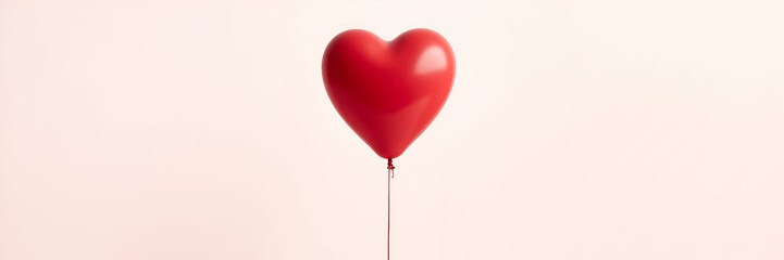 A single red heart-shaped balloon stands alone on a transparent background, perfectly positioned for a joyous Christmas or birthday celebration, allowing ample copy space.