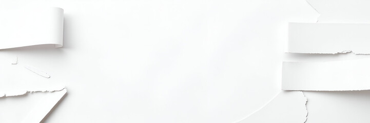 White cardboard is artistically torn into strips, isolated on a transparent background, ideal for creative applications and offering ample space for text or designs.