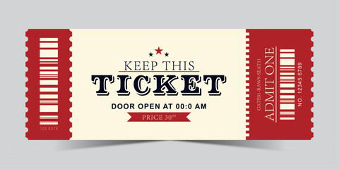 Tickets, Admit One Tickets, Multipurpose retro ticket