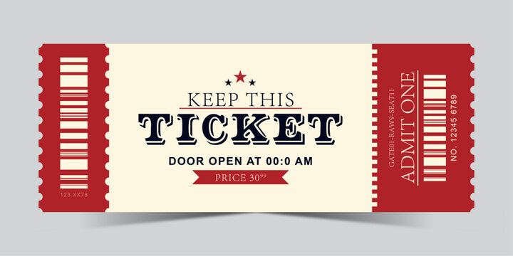 Tickets, Admit One Tickets, Multipurpose retro ticket