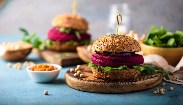 Fresh Beetroot Lentil Vegan Burger