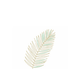 Palm Leaf Pastel Blue-Green with Gold Accents 34