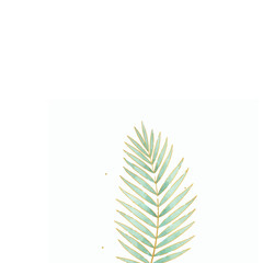 Palm Leaf Pastel Blue-Green with Gold Accents 33