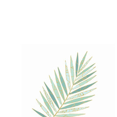 Palm Leaf Pastel Blue-Green with Gold Accents 35