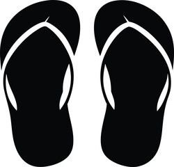 Flip flop logo silhouette vector, Sandal icon silhouette, Flip flop clip art silhouette icon design vector illustration, black and white flip flops icon silhouette Design
