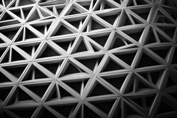 Geometric design showcasing a repeating pattern of interconnected triangles, creating a three-dimensional surface with dark shadows and light highlights.