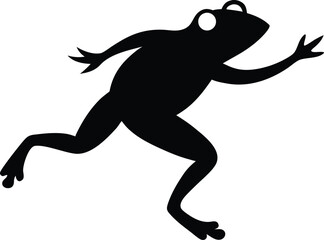 Obraz premium Minimalist Frog icon Amphibian and Wildlife Nature Vector. Black And White Frog Jumping pose Vector Illustration On White Background