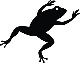 Minimalist Frog icon Amphibian and Wildlife Nature Vector. Black And White Frog  Jumping pose Vector Illustration On White Background