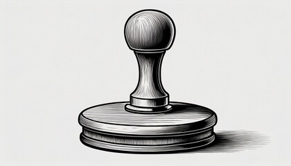 a simple black and white line drawing of a rubber stamp with a round handle and a tiered base design