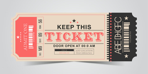 Tickets, Admit One Tickets, Multipurpose retro ticket