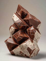 Chocolate sculpted like a fine marble statue, blending classical art aesthetics with rich, glossy textures in an elegant and surreal still-life composition.