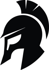 spartan helmet laurel icon vector, Spartan Warrior Helmet Silhouette Vector, Black Spartan helmet on a white background.