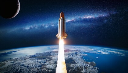 rocket launch to moon with earth view