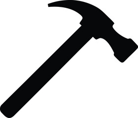 Black Silhouette Of A Claw Hammer, Claw Hammer Icon Vector Silhouette, Claw Hammer Silhouette Vector Illustration.

