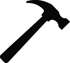 Black Silhouette Of A Claw Hammer, Claw Hammer Icon Vector Silhouette, Claw Hammer Silhouette Vector Illustration.
