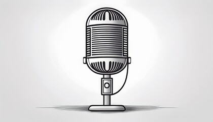simple outline icon of a microphone with a rounded head and a stand on a white background view