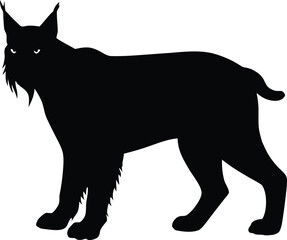 Silhouette of a lynx animal vector, Basic Side View of a Lynx Walking Black Silhouette Vector Clip Art, Lynx Walking Silhouette Vector Illustration.