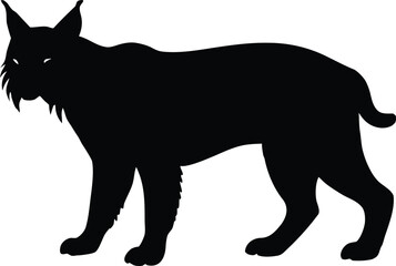 Silhouette of a lynx animal vector, Basic Side View of a Lynx Walking Black Silhouette Vector Clip Art, Lynx Walking Silhouette Vector Illustration.