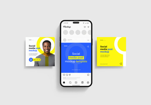 Smartphone & Social Media Post Mockup