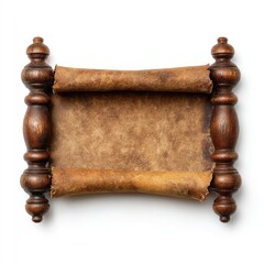 Antique leather scroll with wooden rollers