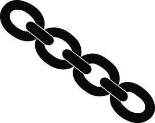 Metal Chain Black Silhouette Vector, Black Chain Link Vector Illustration, Industrial Style Metal Chain Vector Icon