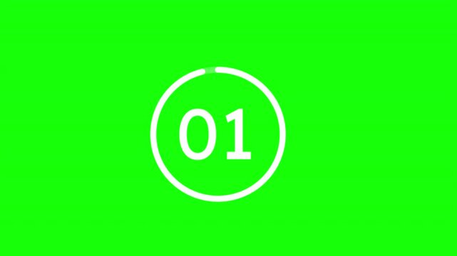 5 second timer countdown animation with green screen background