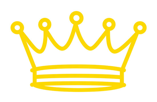 Simple yellow crown drawing isolated on transparent background, vector illustration